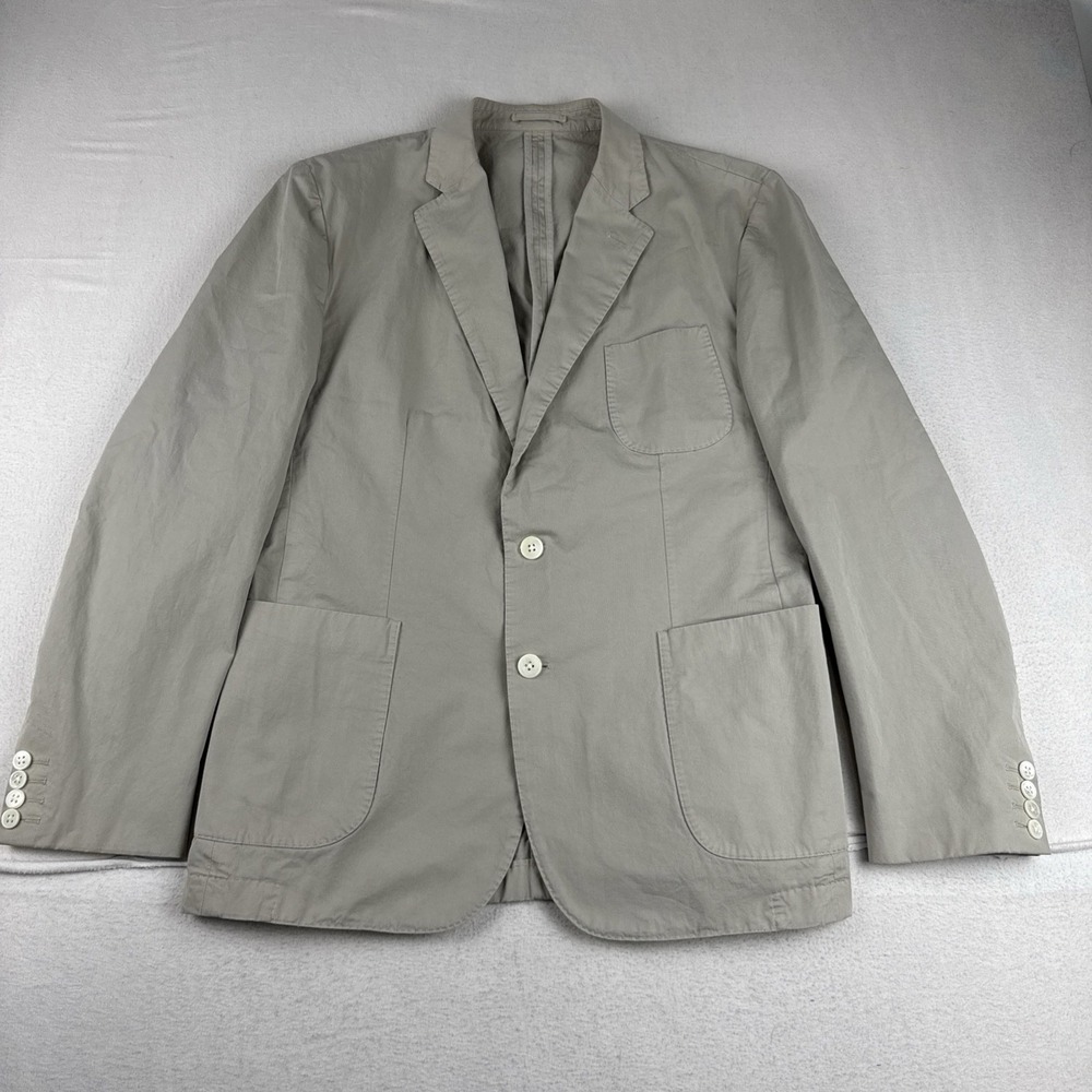 Hardy Amies Heddon Fit Mens Unstructured Cream Blazer 44R Cotton Patch pockets